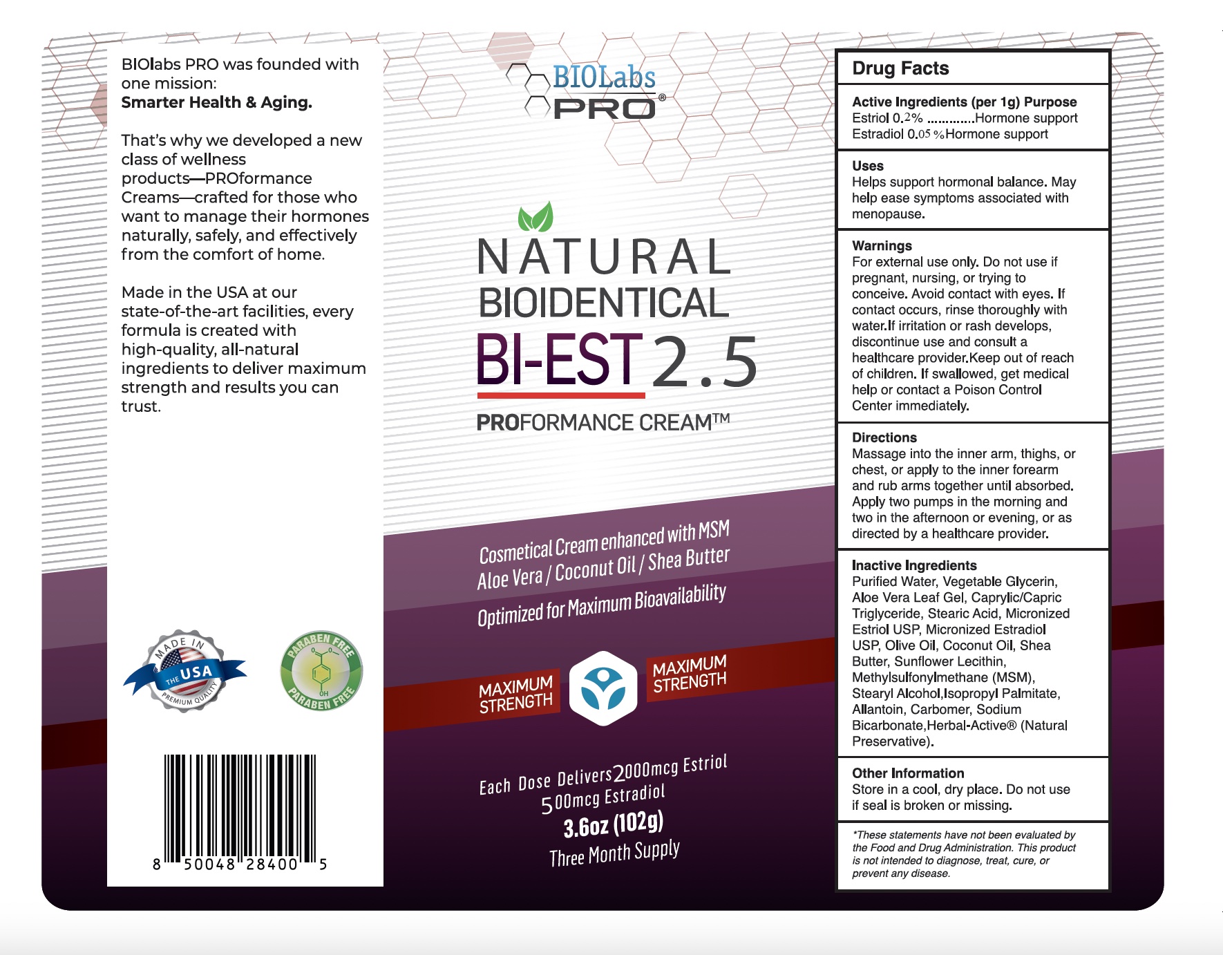 3.6oz Biest 2.5 Estrogen Cream